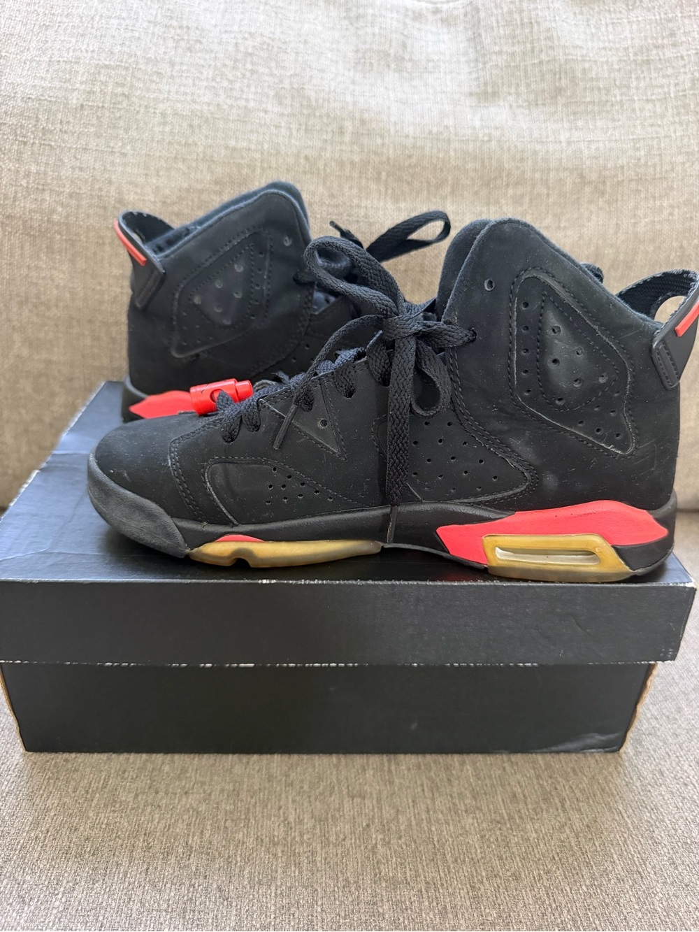 Jordan Kids Black and Red High-Top Sneakers